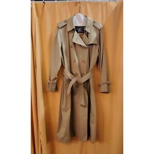 Vtg Burberry Trench Coat Size 16 Long Women's Burberrys London 1980s Tan Nova